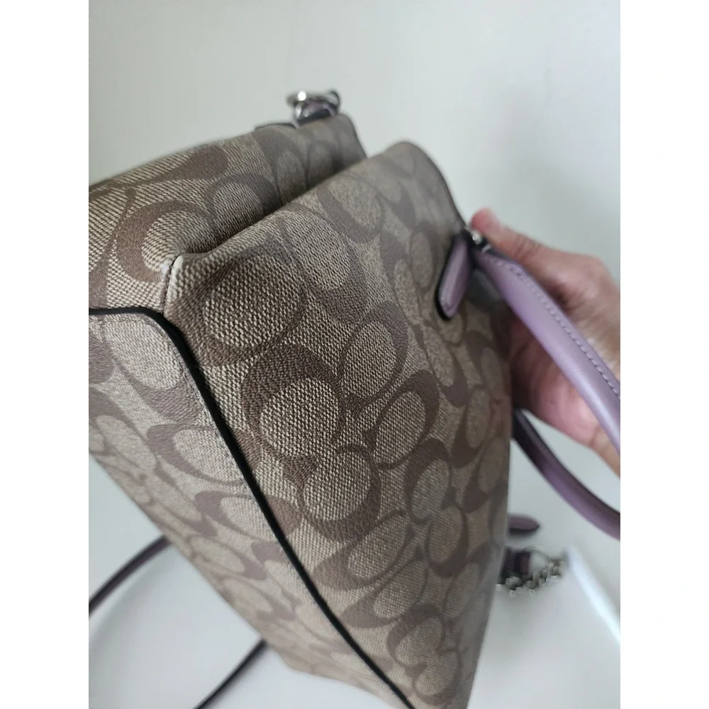Coach F29484 Signature‎ Brown Khaki Mauve Satchel Crossbody Shoulder Bag Purse